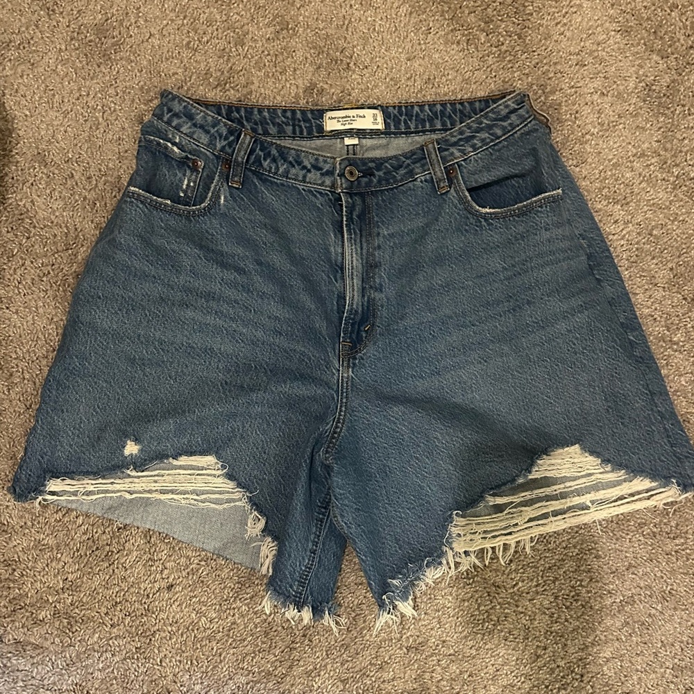 Abercrombie & Fitch Blue Distressed Denim Shorts